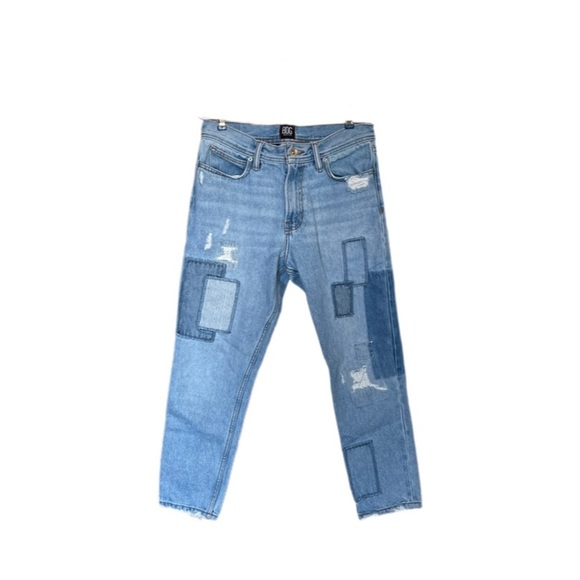 BDG Dad Slim Taper Fit Patchwork Blue Denim Jeans Mid Rise Women’s 30x30 - Picture 1 of 10